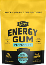 Viter Energy Caffeine Peppermint Chews – Steady Pre-Workout Focus for Meetings and Home Office, Zero Calorie