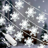 Lakumu Snowflake String Lights 20FT IP67 Waterproof Battery Operated for Patio and Balcony Without Outdoor Outlets