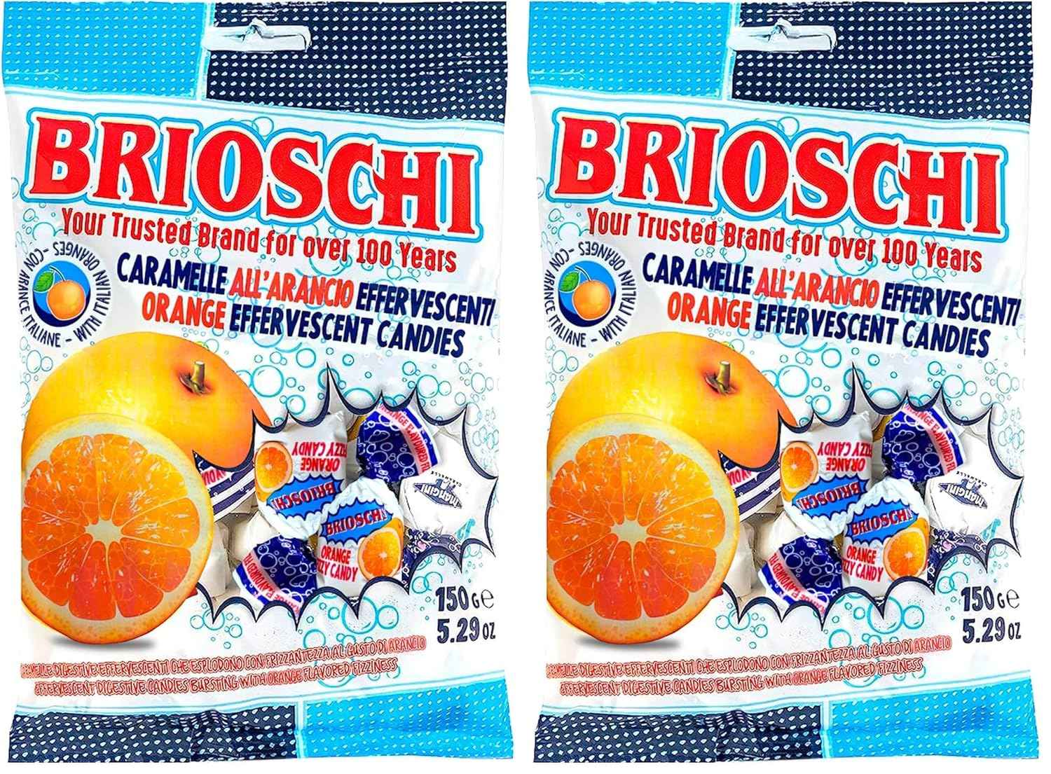 Brioschi Effervescent Orange Italian Candy – Citrate and Lemon Juice Digestive Support for Pregnancy and Morning Sickness