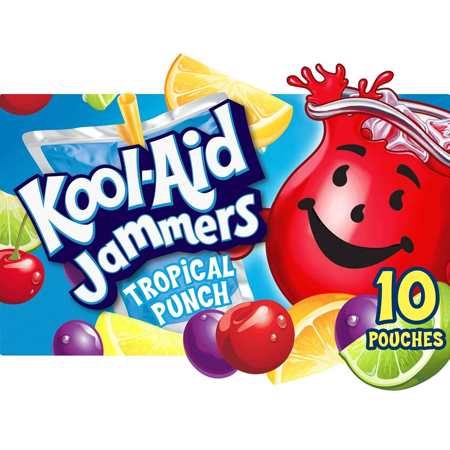 Kool-Aid Jammers Tropical Punch Pouches – Affordable Dorm Room Drink for College Students, 10-Count Box