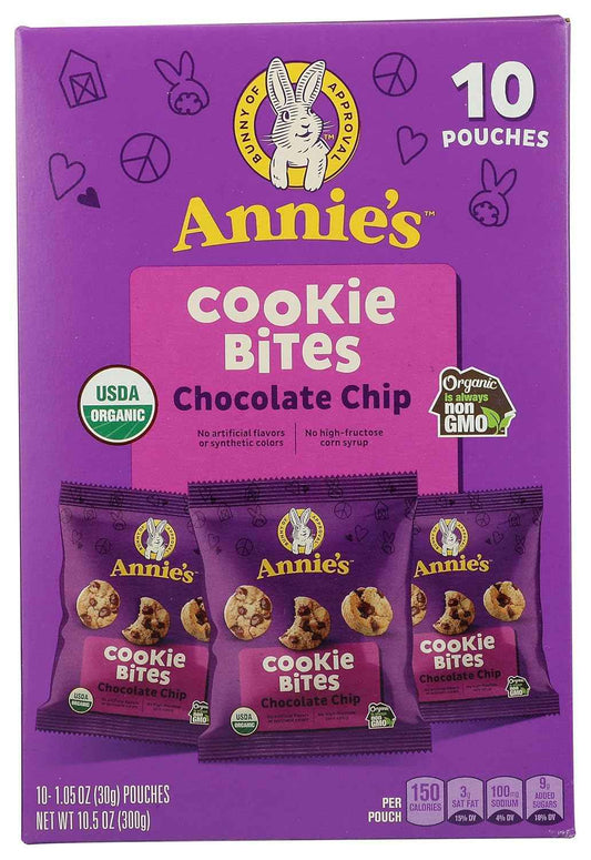 Annie's Organic Chocolate Chip Bites – After-School Snack for Kids, Bite-Size Cookie Pouches