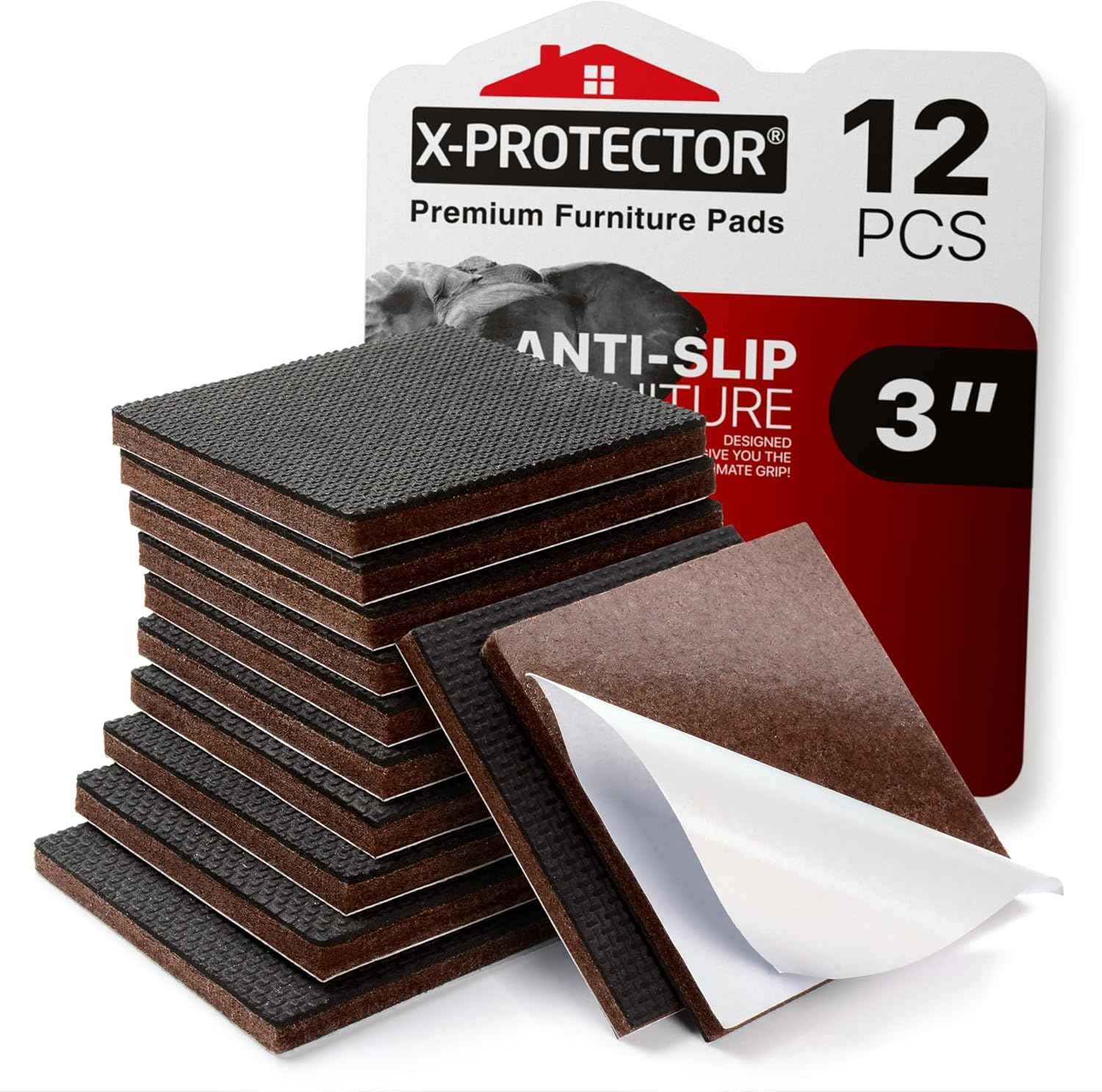 X-PROTECTOR Non Slip Furniture Pads 3" – Clean, Low-Profile Floor Protectors for Clutter-Free Living Spaces