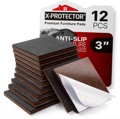 X-PROTECTOR Non Slip Furniture Pads 3" – Clean, Low-Profile Floor Protectors for Clutter-Free Living Spaces