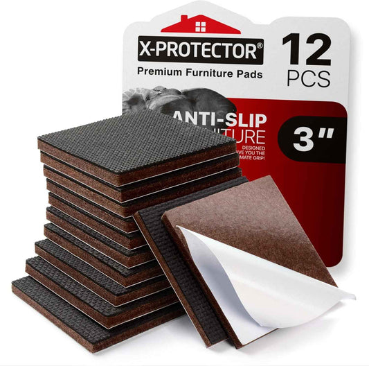 X-PROTECTOR Non Slip Furniture Pads 3" – Clean, Low-Profile Floor Protectors for Clutter-Free Living Spaces