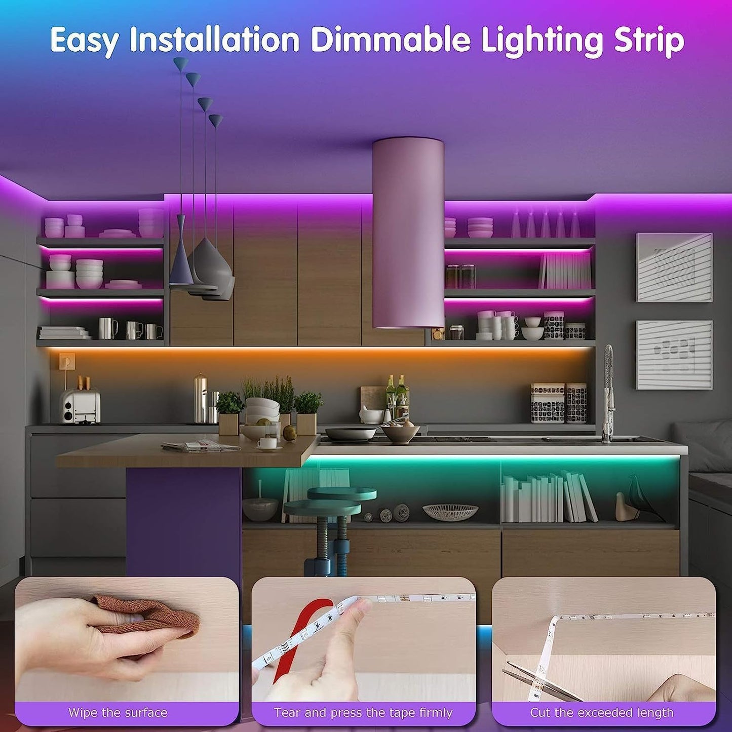 Tenmiro LED Strip Lights for Bedroom Wind Down Routine, Dimmable Color Changing Ambient Lighting for Relaxation and Better Sleep