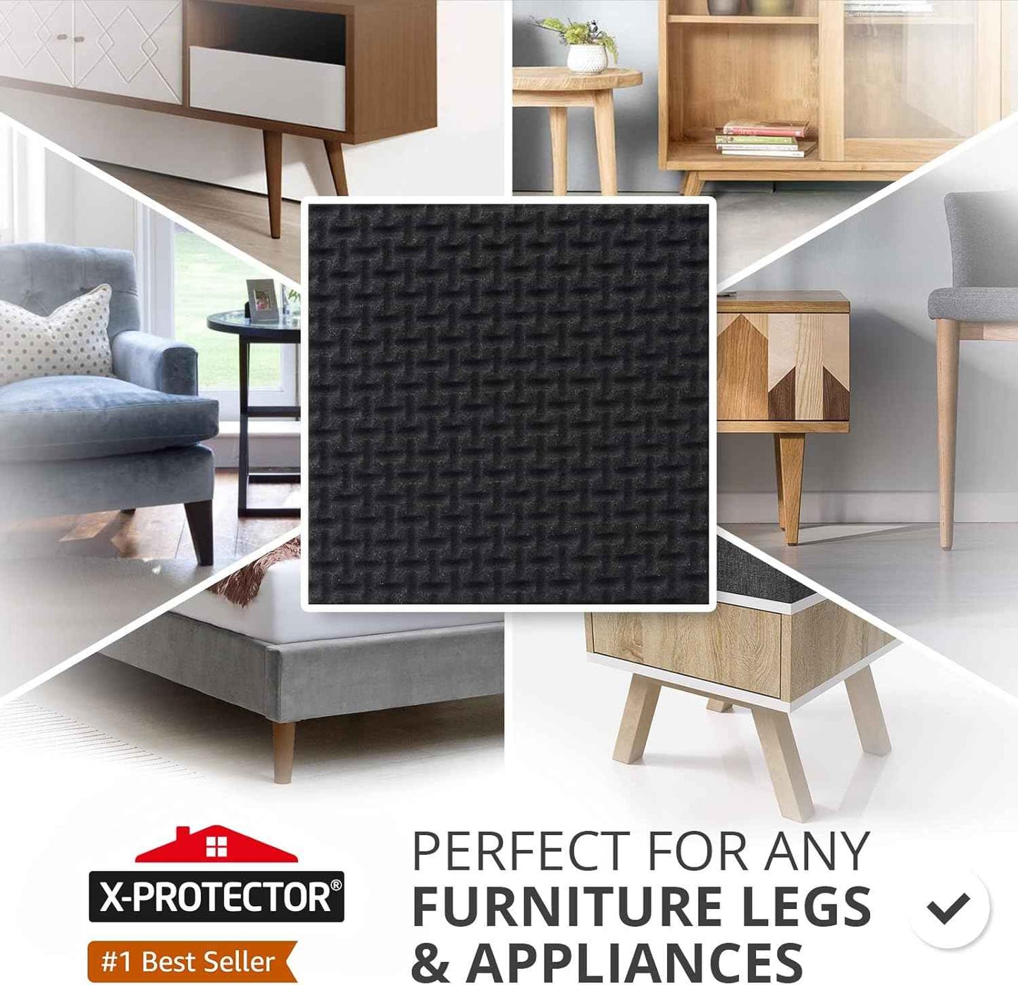 X-PROTECTOR Non Slip Furniture Pads – Minimalist Floor Protector, Clean Lines Under Every Chair