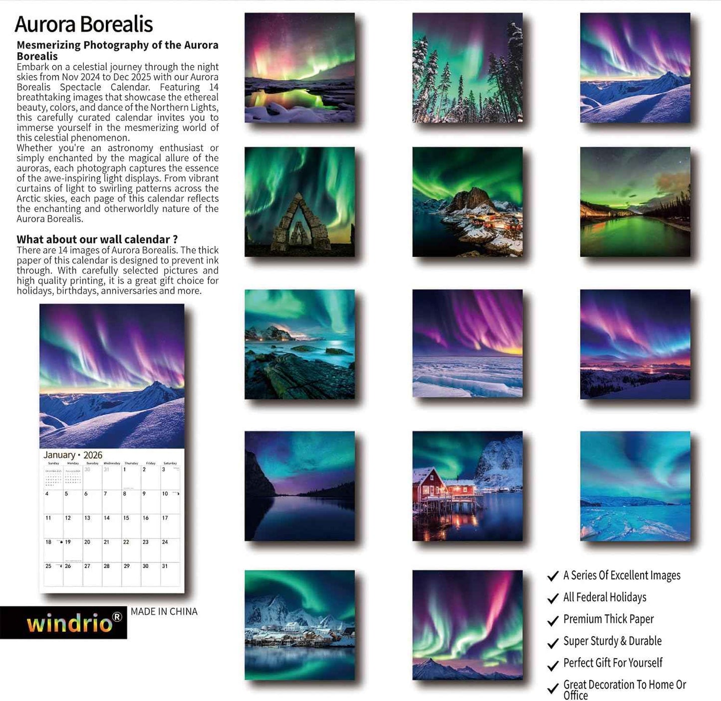 Calendars by LA Calendars 2026 Wall Calendar – Living Room Wall Decor, 12 x 24 Inch Statement Piece in 9 Themes