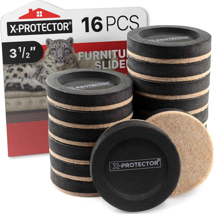 X-PROTECTOR Felt Furniture Sliders for Hardwood Floors – Living Room Decor Essential, Scratch-Free Heavy Furniture Movers for Cozy Home Aesthetic