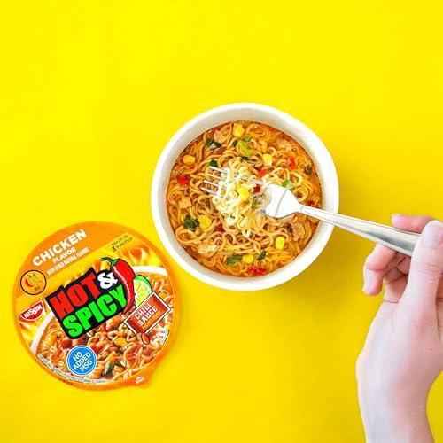 Nissin Hot & Spicy Fire Wok Sizzlin' Rich Pork – Late-Night Study Snack for College Dorm Desk, Ready in 6 Minutes