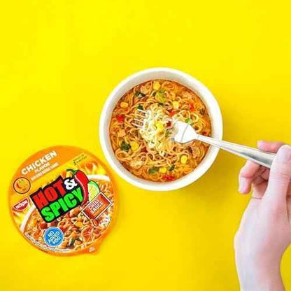 Nissin Hot & Spicy Fire Wok Sizzlin' Rich Pork – Late-Night Study Snack for College Dorm Desk, Ready in 6 Minutes