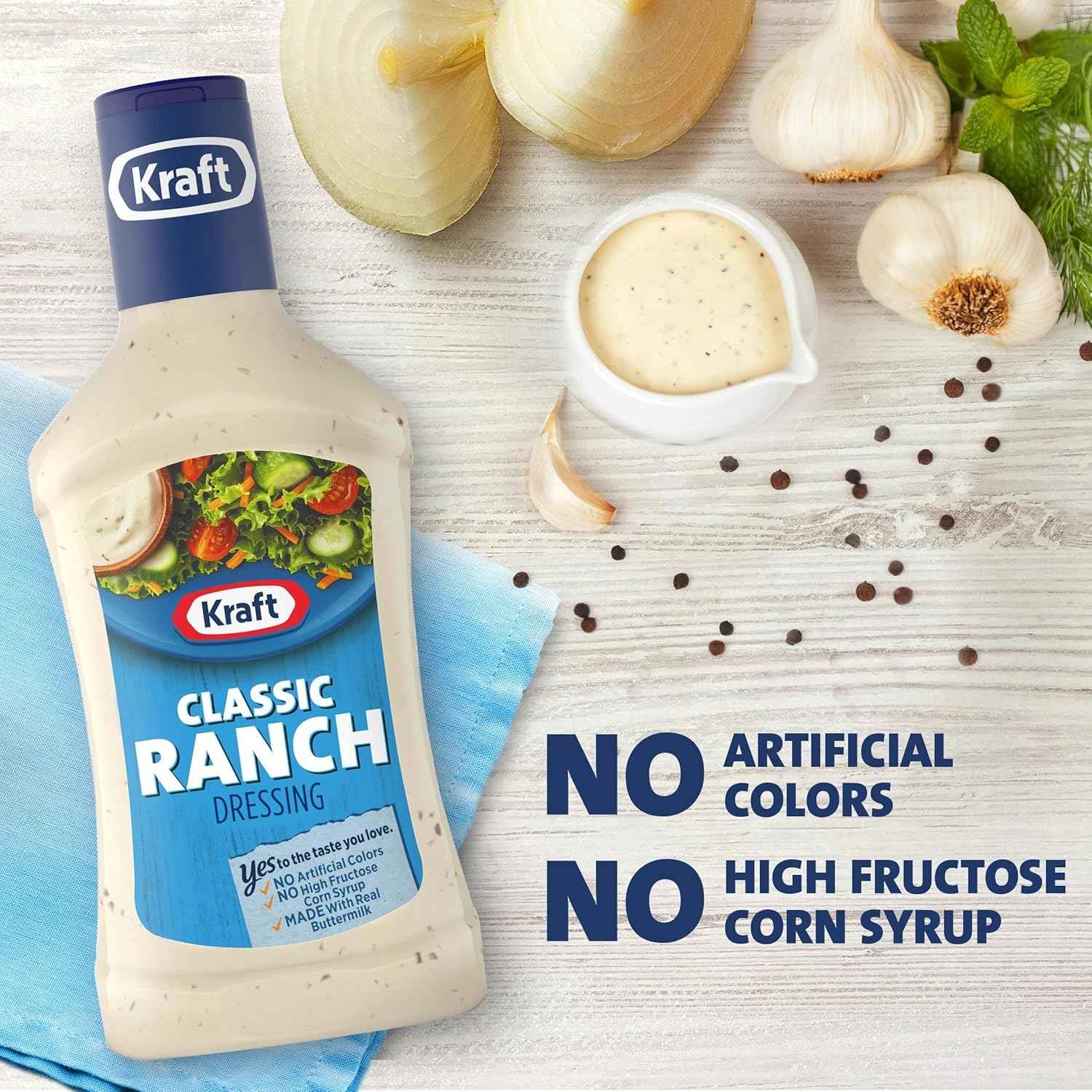 Kraft Classic Ranch Dressing – Pantry-Ready Dressing for Quick Weeknight Dinners and Office Lunches