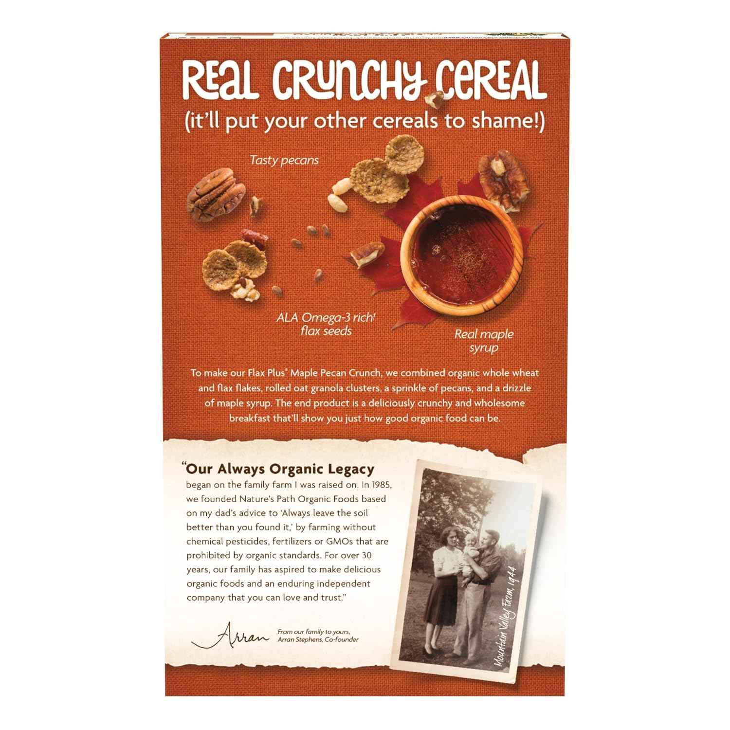 Nature's Path Organic Flax Plus Maple Pecan Crunch Cereal – Quick Desk-Side Snack for Focused Workdays