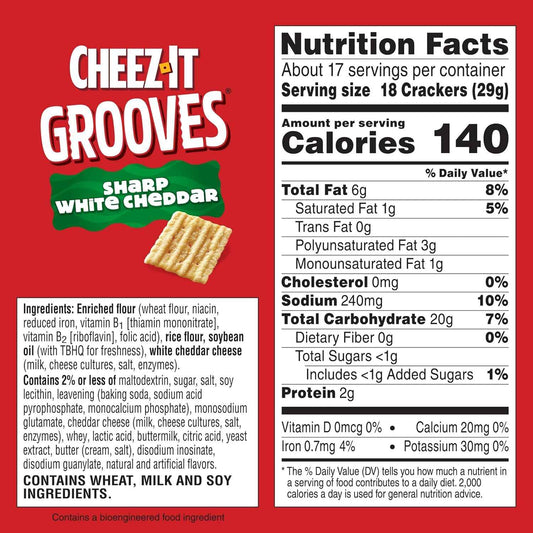 Cheez-It Grooves Crunchy Cheese Crackers – Fun Snack Care Package for College Students, Office Secret Santa, and Housewarming, 3.25oz 6-Pack