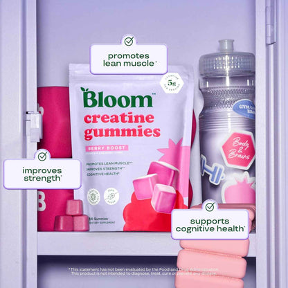 Bloom Creatine Monohydrate Gummies – Thoughtful Fitness Gift for Her, 5g Sugar Free Berry Boost Gummy for the Woman Who Has Everything