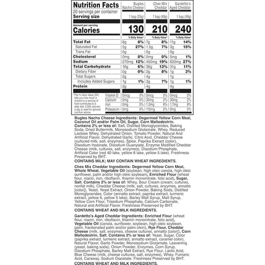 General Mills Cheesy Snack Variety Pack – Backyard Patio Party Snack Station, Cheddar Chex Mix, Nacho Bugles & Gardetto's Single-Serve