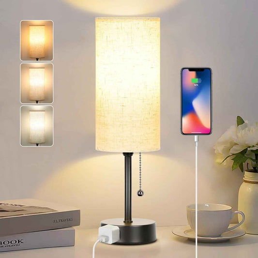 Modern Minimalist Table Lamp for Bedroom, Compact 4.4 Inch Base Reading Light with 2700K 4000K 5000K Modes