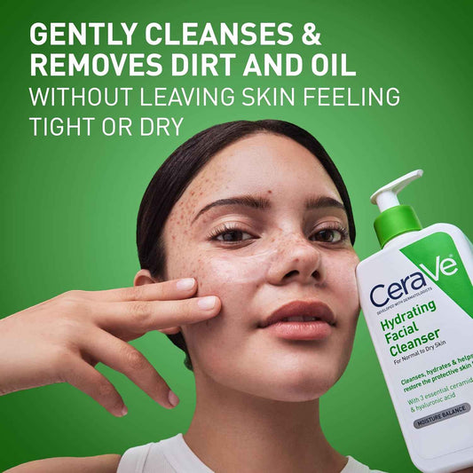 CeraVe Hydrating Facial Cleanser – Daily AM/PM Self-Care Ritual for Dry Skin Barrier