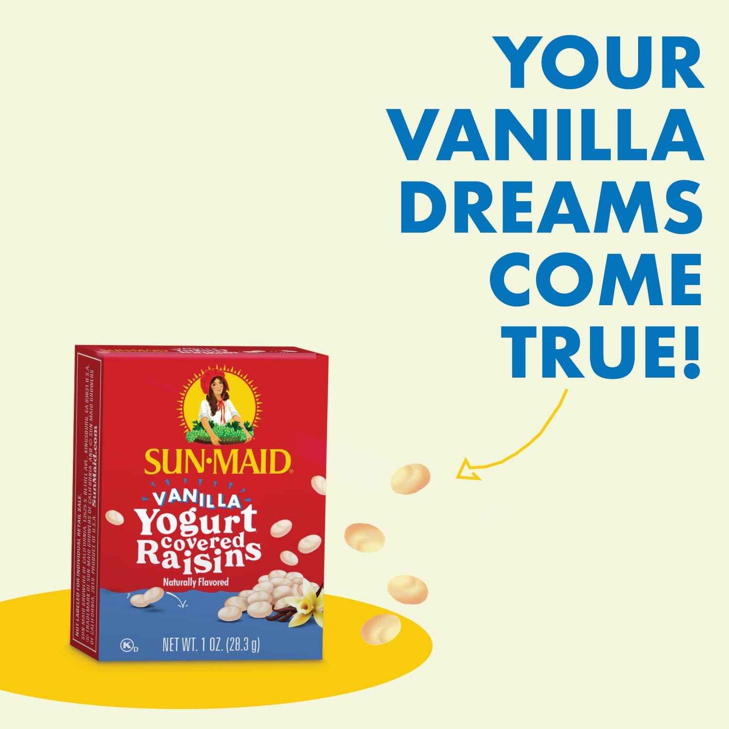 Sun-Maid Vanilla Yogurt Raisins – Picnic and Road Trip Snack Pouches, 6 Single-Serve 1 oz Travel Packs