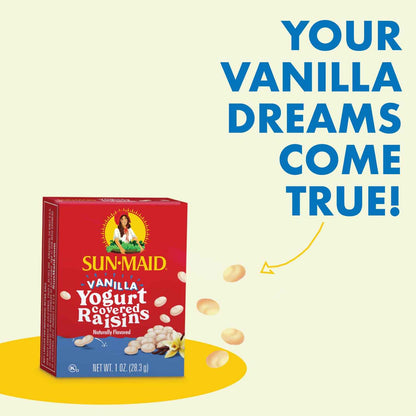 Sun-Maid Vanilla Yogurt Raisins – Picnic and Road Trip Snack Pouches, 6 Single-Serve 1 oz Travel Packs
