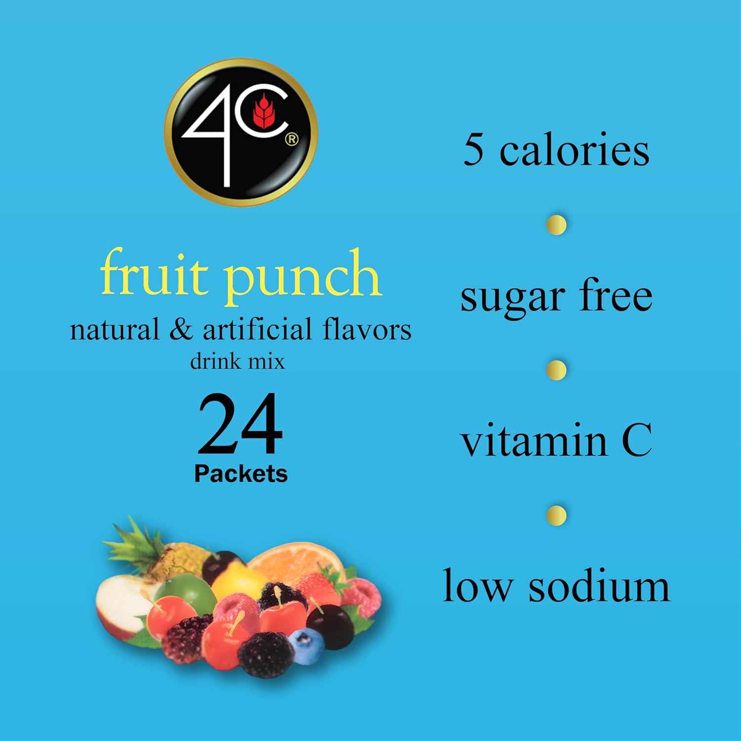 4C Vitamin C Water Flavoring – Calorie-Free Hydration Support for Self-Care and Postural Hydration Goals, 24 Count