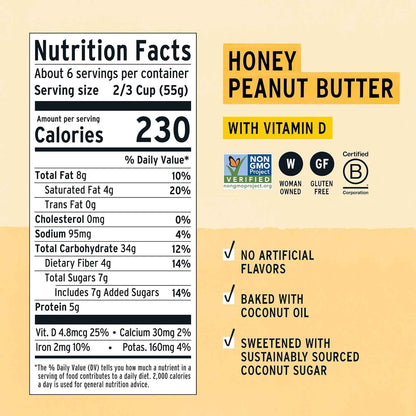 Purely Elizabeth Honey Peanut Butter Cereal – Clean-Label Breakfast Bowl for Health-Conscious Home Kitchens, 6g Fiber