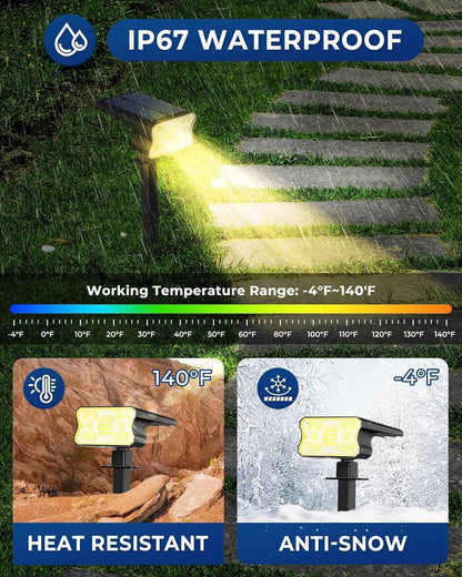 HGGH Solar Spot Lights Outdoor – Warm White 60 LED Accent Lights for Front Yard Curb Appeal and Garden Aesthetics
