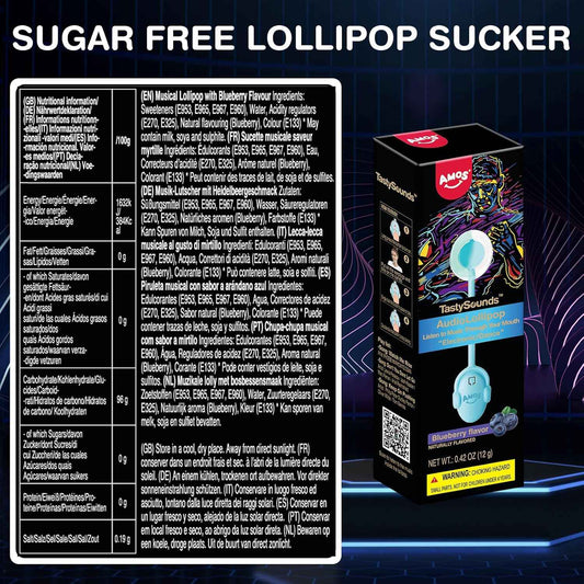Amos Music Lollipop Candy – Guilt-Free Sugar-Free Self-Care Treat with Xylitol, Mindful Music Experience for Mindful Moments