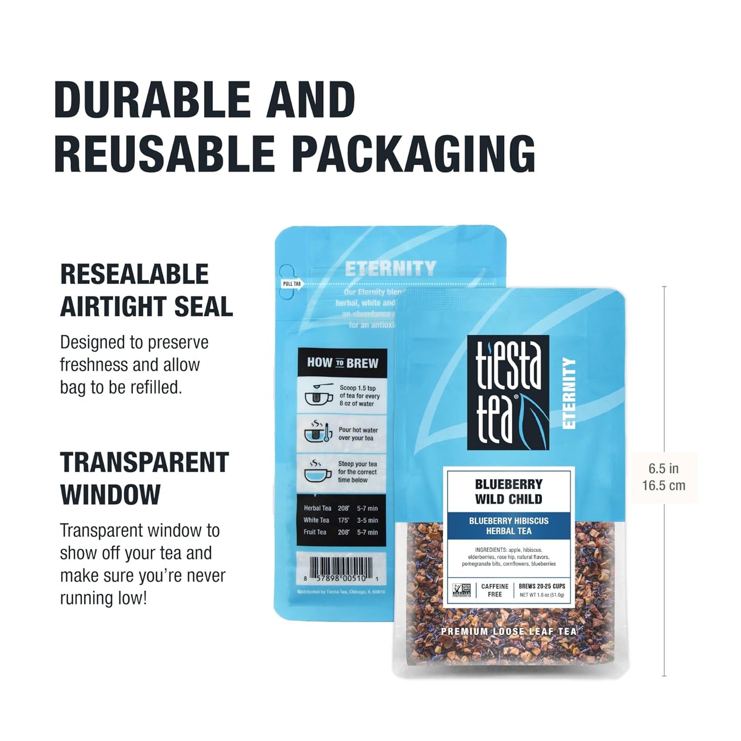 Tiesta Tea Blueberry Wild Child Loose Leaf – Clean-Ingredient Herbal Tea for Intentional Kitchens and Clutter-Free Pantries, 25-Cup Pouch