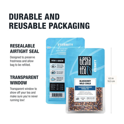 Tiesta Tea Blueberry Wild Child Loose Leaf – Clean-Ingredient Herbal Tea for Intentional Kitchens and Clutter-Free Pantries, 25-Cup Pouch