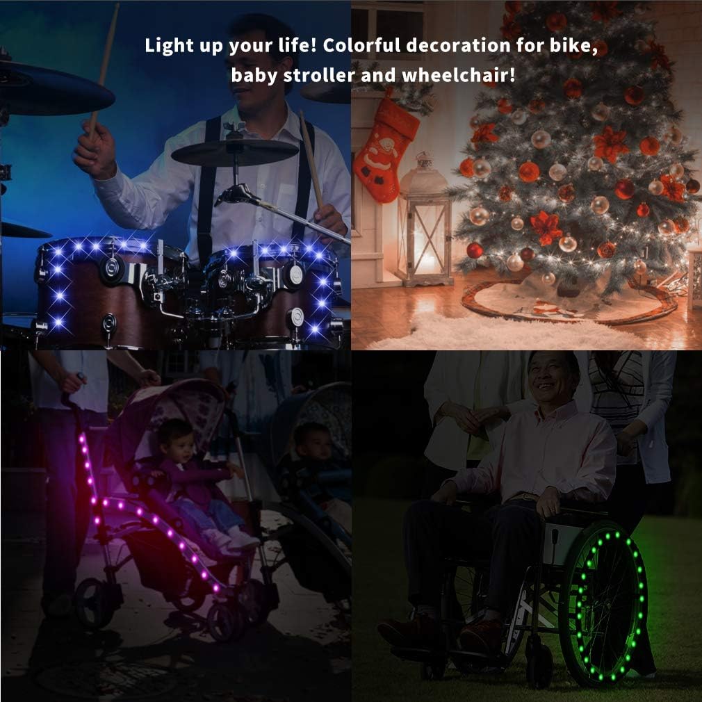 TINANA LED Bike Spoke Lights – All-Weather Wheel Lights for Rain, Snow, and Late-Afternoon Rides