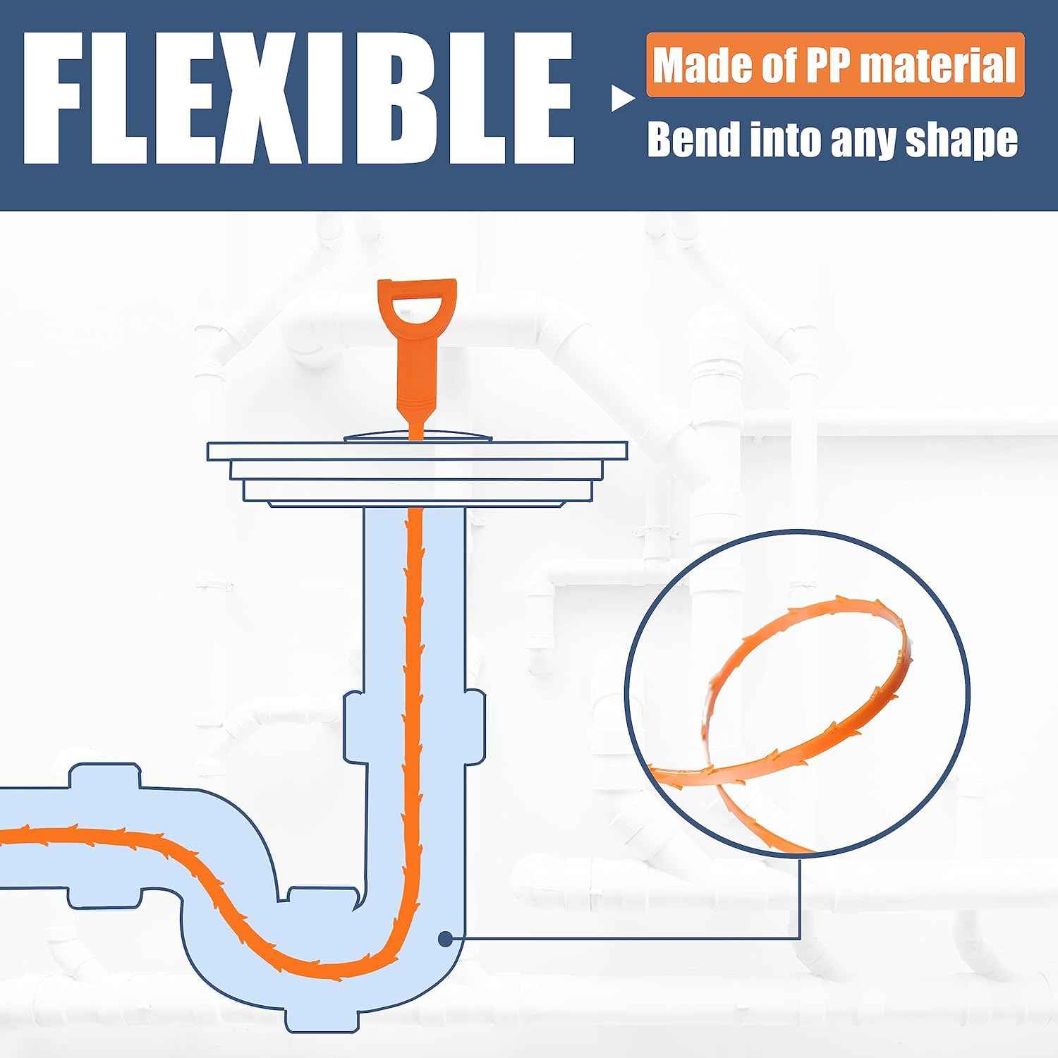 Drain Snake – 25 Inch Simple Drain Tool for Clutter Free Home Essentials