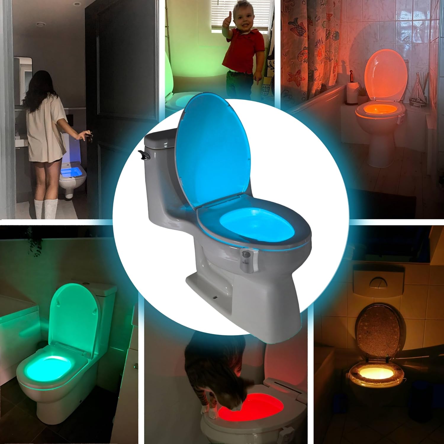 ToiLight Toilet Bowl Night Light – Modern Bathroom Accent Light with 9 Color Modes to Match Any Decor Style