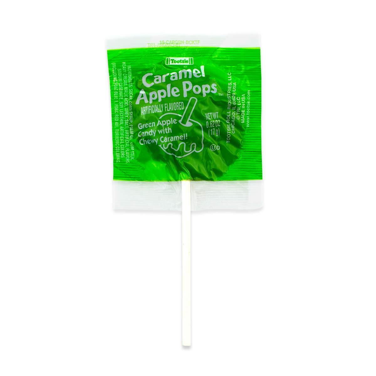 Tootsie Roll Green Apple Caramel Suckers – Reception Desk Candy Dish and Conference Room Snack, Bulk 48 Count