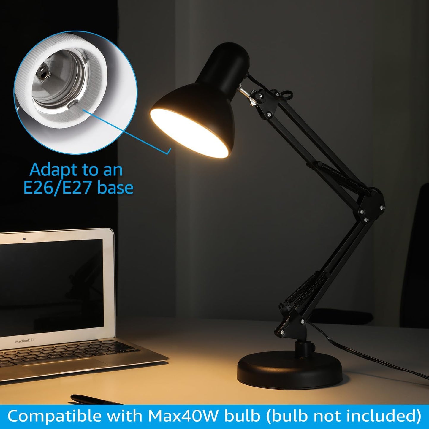 TORCHSTAR Metal Desk Lamp with Clamp – Thoughtful Birthday Gift for Her, Adjustable Home Office Lighting