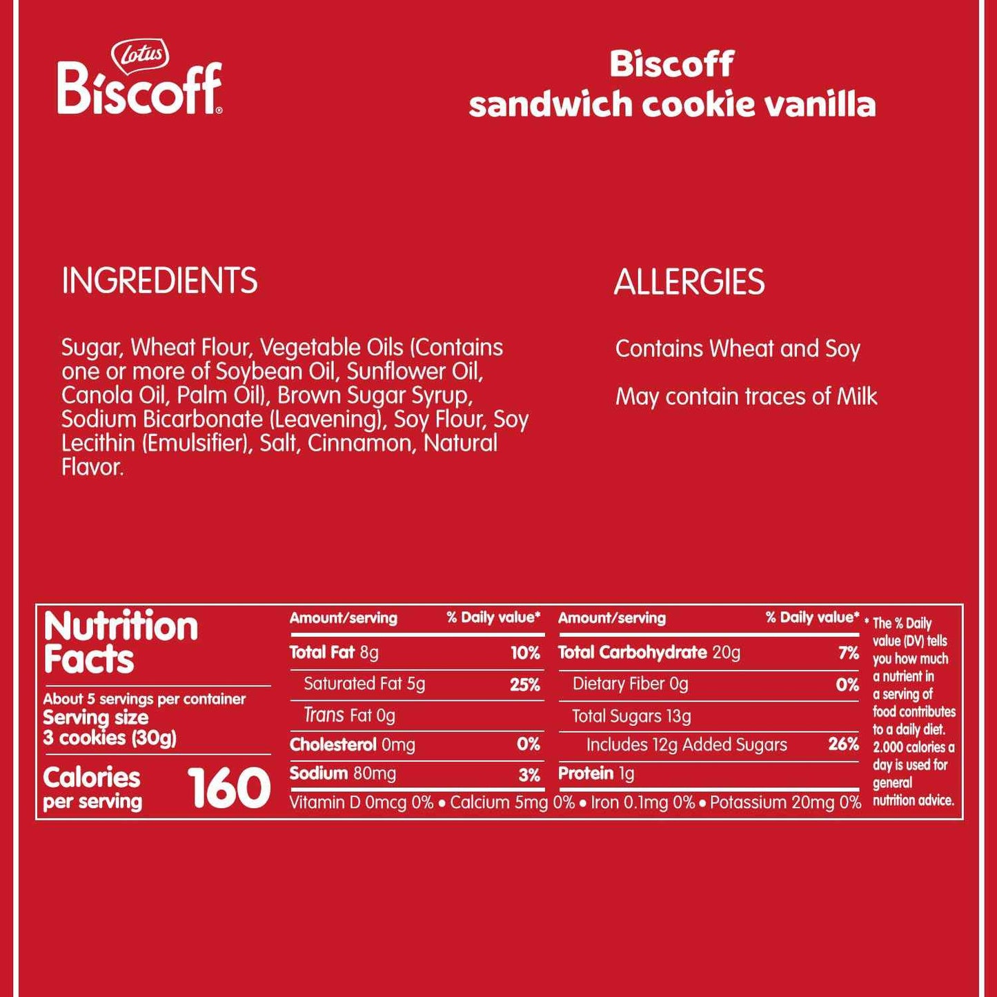 Lotus Biscoff Sandwich Cookies Vanilla – Plant-Based Vegan Snack for Stress-Free Indulgence, No Artificial Additives