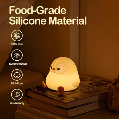 ATSUI Squishy Penguin Night Light – Child-Safe Rechargeable Lamp for Nursery and Playroom, 20-Minute Timer