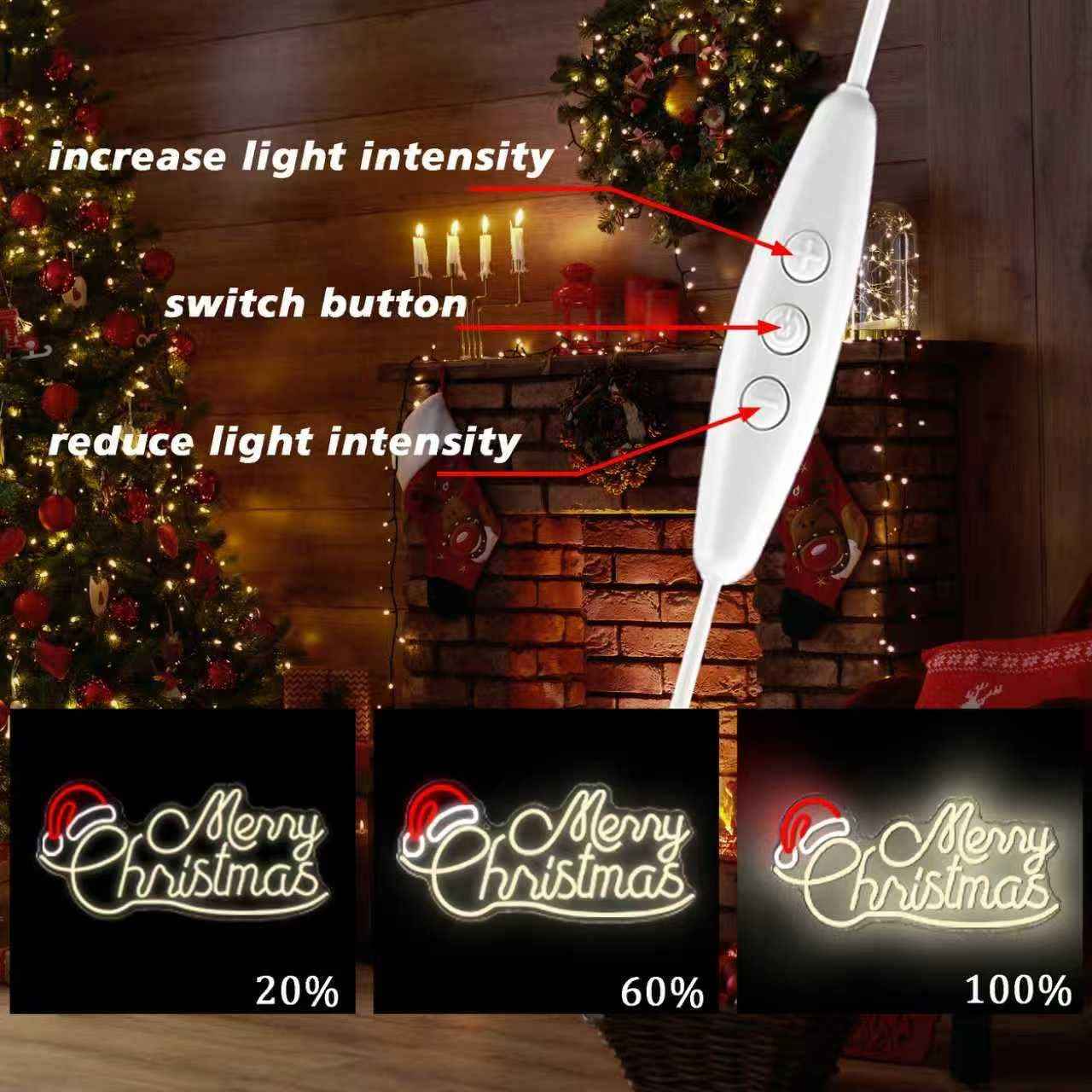 Allball Santa Hat Neon Light – Modern Bedroom Christmas Aesthetic, Dimmable Wall Art for Festive Home Ambiance