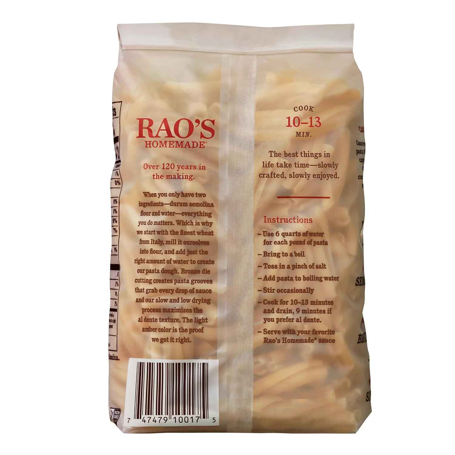 Rao's Homemade Casarecce Pasta, 16oz — Clean-Label Italian Import with Only Durum Wheat and Water for Mindful Home Cooking