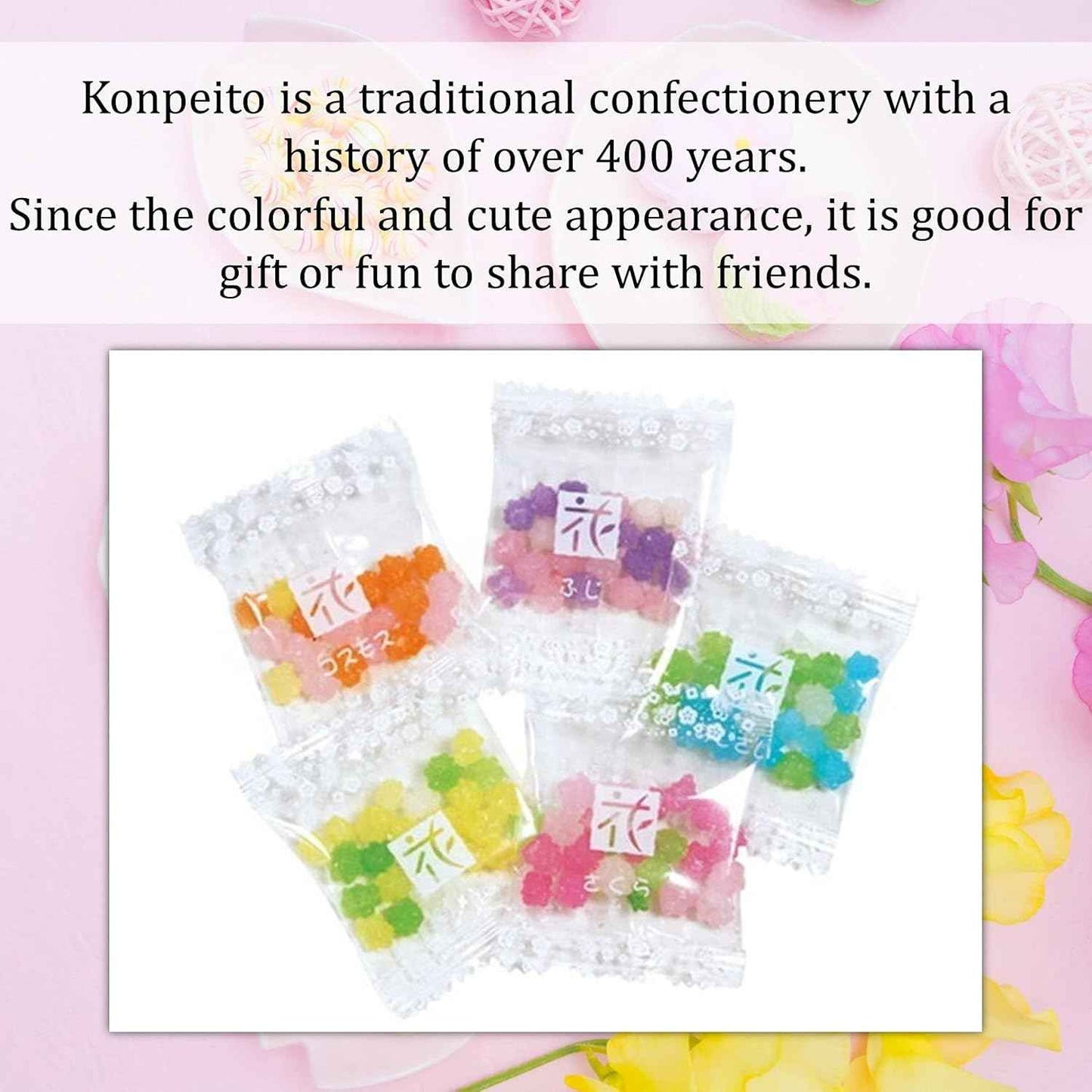 MARUTA Candy Konpeito – Pure Sugar Japanese Candy, 50 Plain Individually Wrapped Pieces for the Clean-Ingredient Pantry