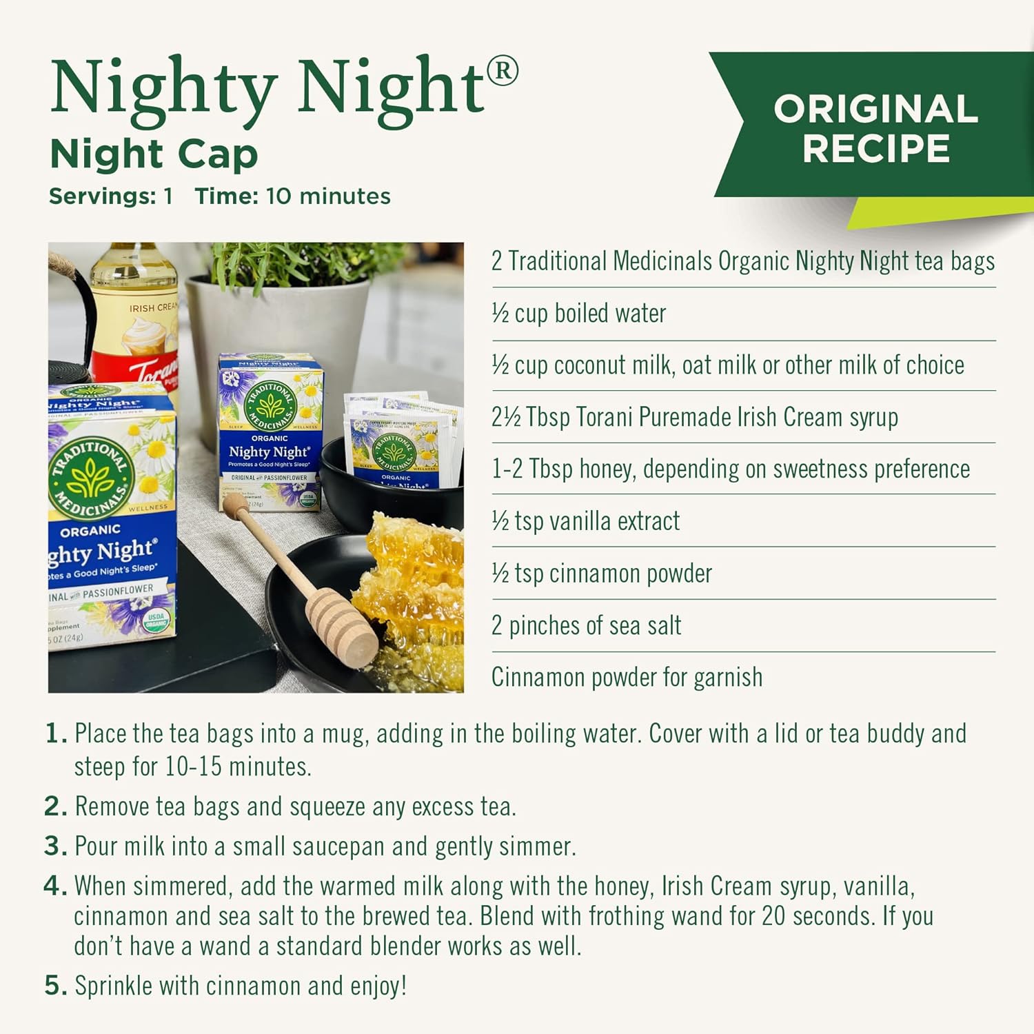 Traditional Medicinals Nighty Night Extra – Focus Recovery Tea for End-of-Workday Decompression, 16 Bags