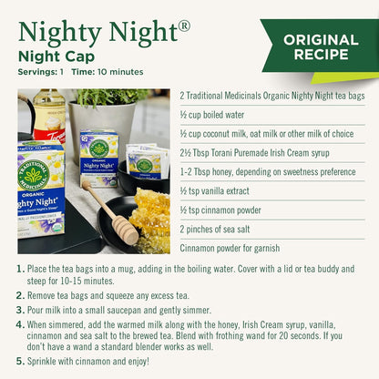 Traditional Medicinals Nighty Night Extra – Focus Recovery Tea for End-of-Workday Decompression, 16 Bags