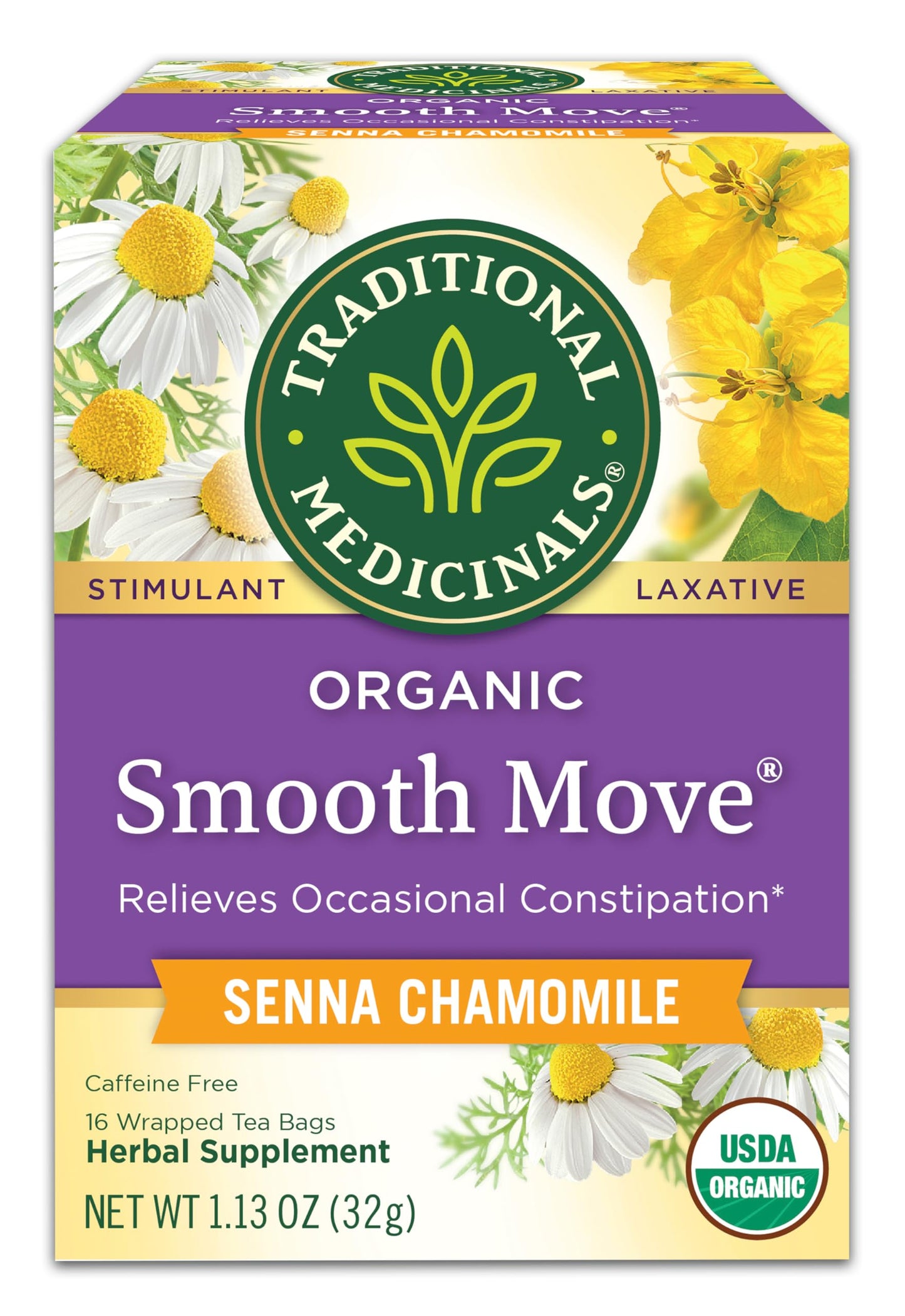 Traditional Medicinals Smooth Move – Cramp-Reduced, Caffeine-Free Laxative Tea Without Harsh Stimulants