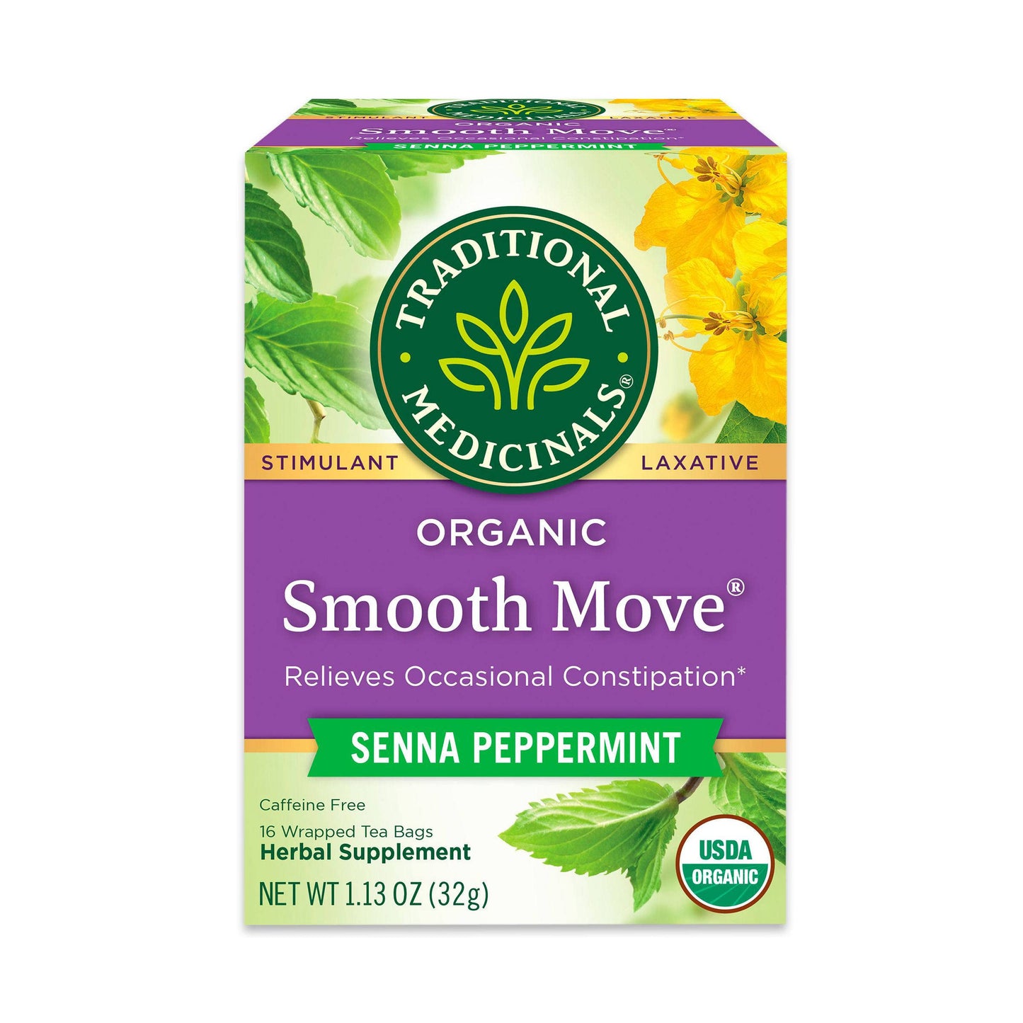 Traditional Medicinals Smooth Move – Cramp-Reduced, Caffeine-Free Laxative Tea Without Harsh Stimulants