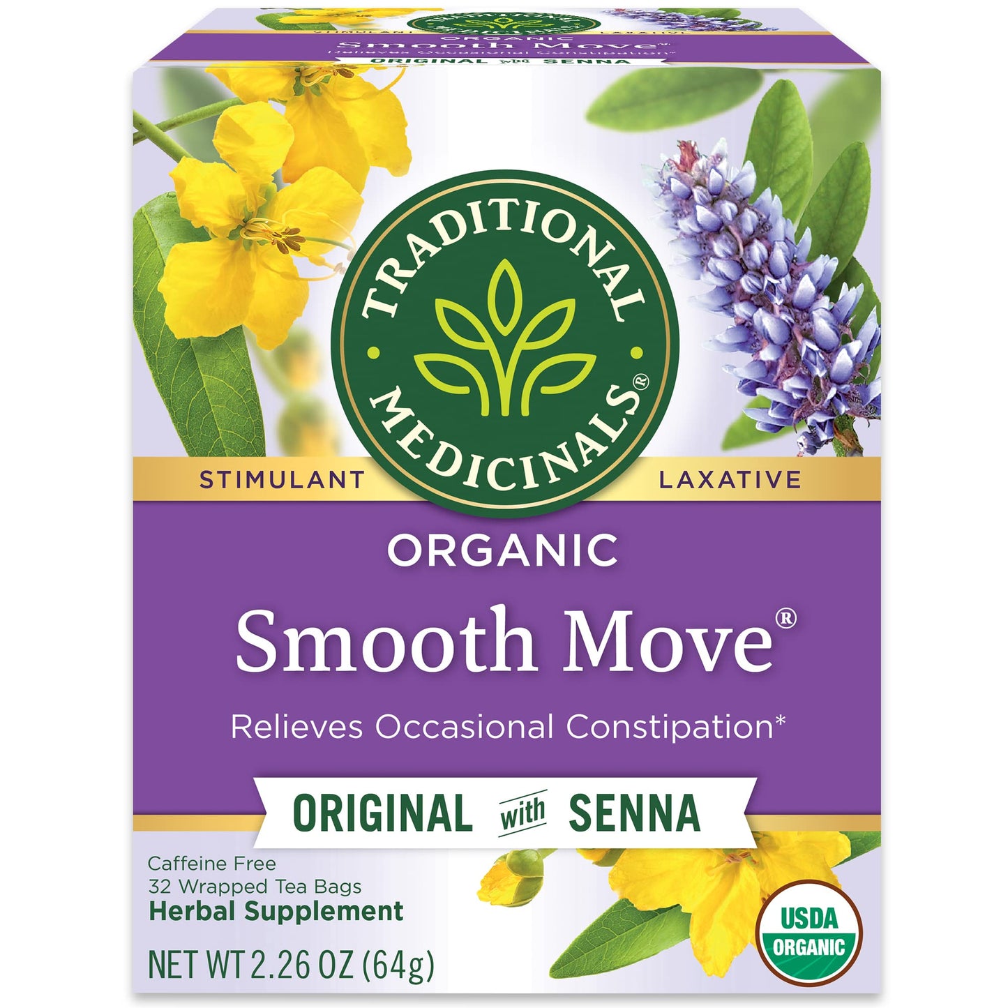 Traditional Medicinals Smooth Move – Cramp-Reduced, Caffeine-Free Laxative Tea Without Harsh Stimulants
