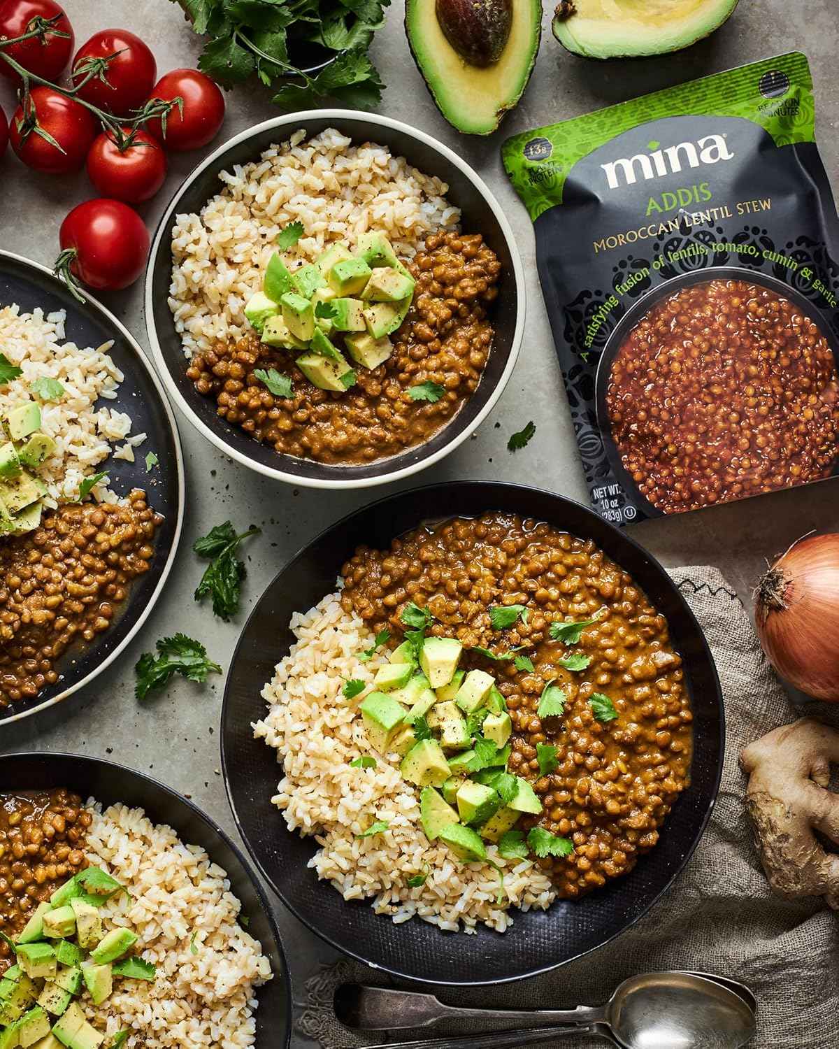 Mina Moroccan Lentils – Simple Single-Ingredient Pantry Meal, Clean-Label Vegan Pouch