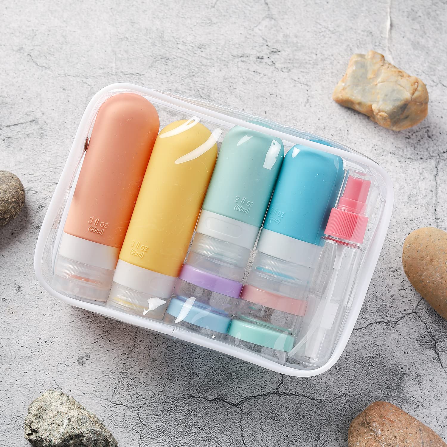 TrailHive Travel Bottles Kit - Birthday Gift for Mom, Stylish Leak Proof Toiletry Set in 9 Colors
