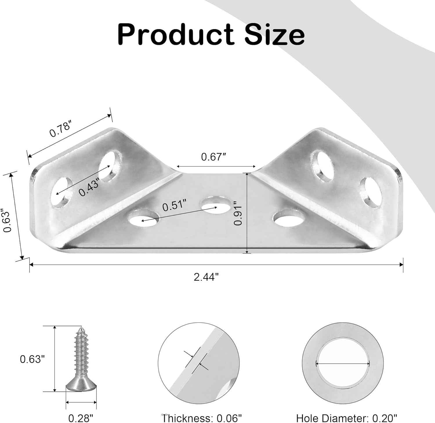 PlusRoc Stainless Steel Corner Brackets - Sturdy Support for Home Office Desks and Study Tables, Built for Focused Workspaces