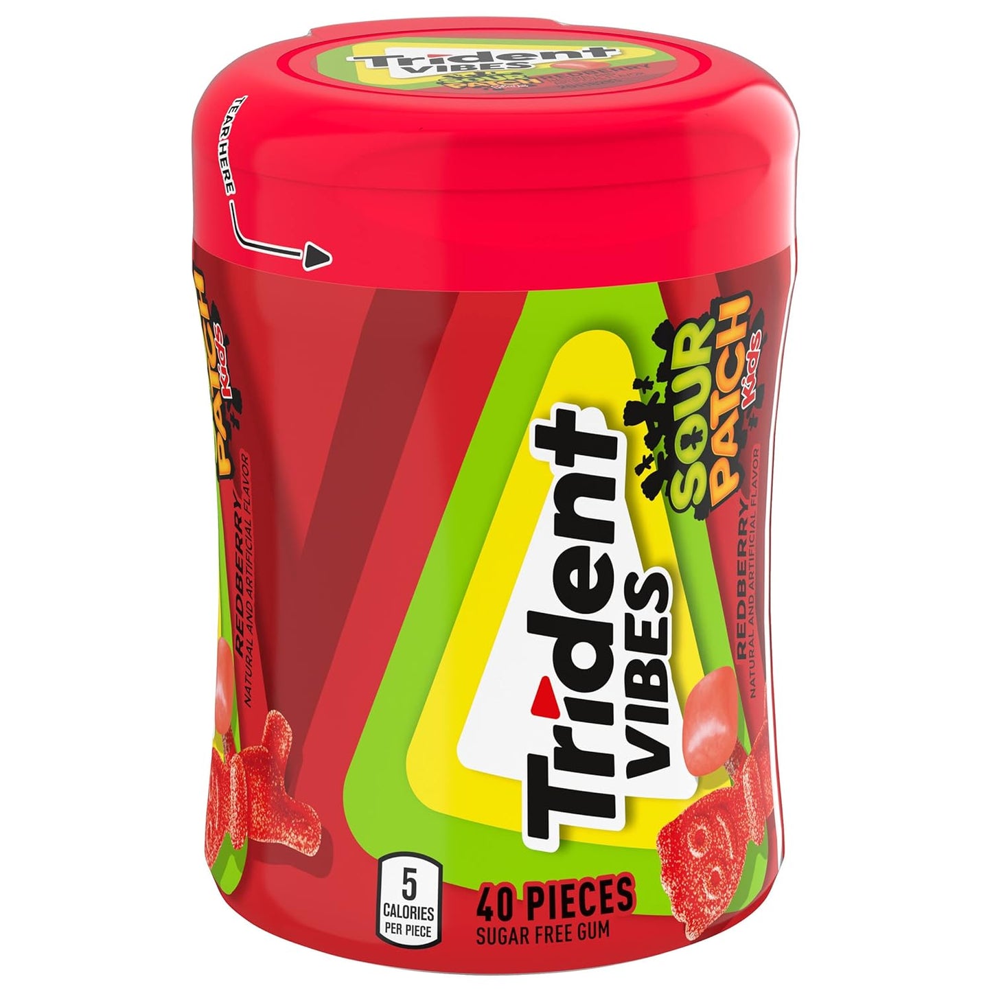 Trident Vibes SOUR PATCH KIDS Blue Raspberry Chewing Gum – Picnic and Outdoor Adventure Freshener, Resealable 160-Piece Pack