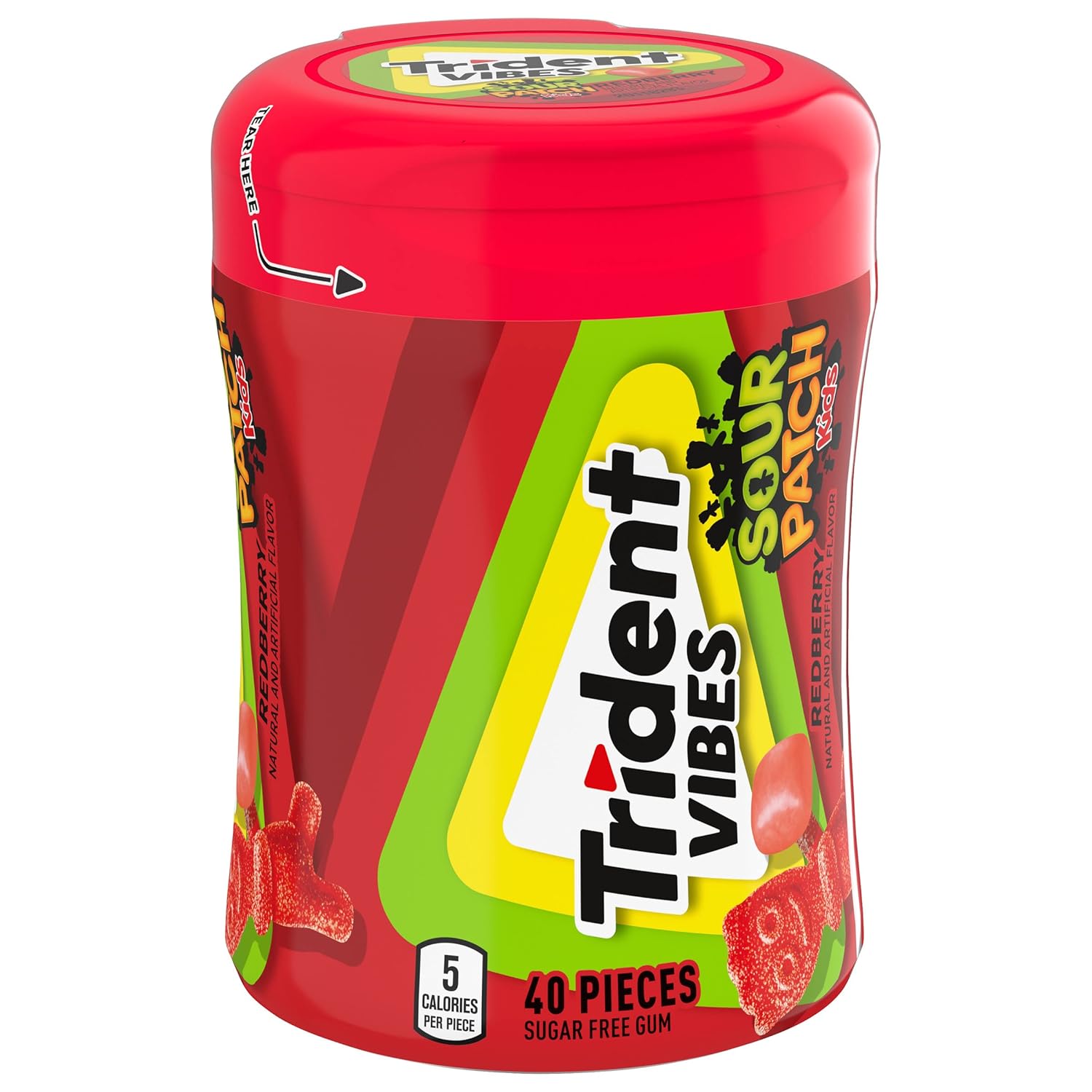 Trident Vibes SOUR PATCH KIDS Blue Raspberry Chewing Gum – Picnic and Outdoor Adventure Freshener, Resealable 160-Piece Pack