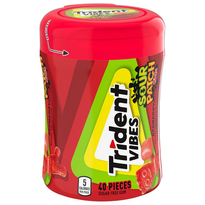 Trident Vibes SOUR PATCH KIDS Blue Raspberry Chewing Gum – Picnic and Outdoor Adventure Freshener, Resealable 160-Piece Pack